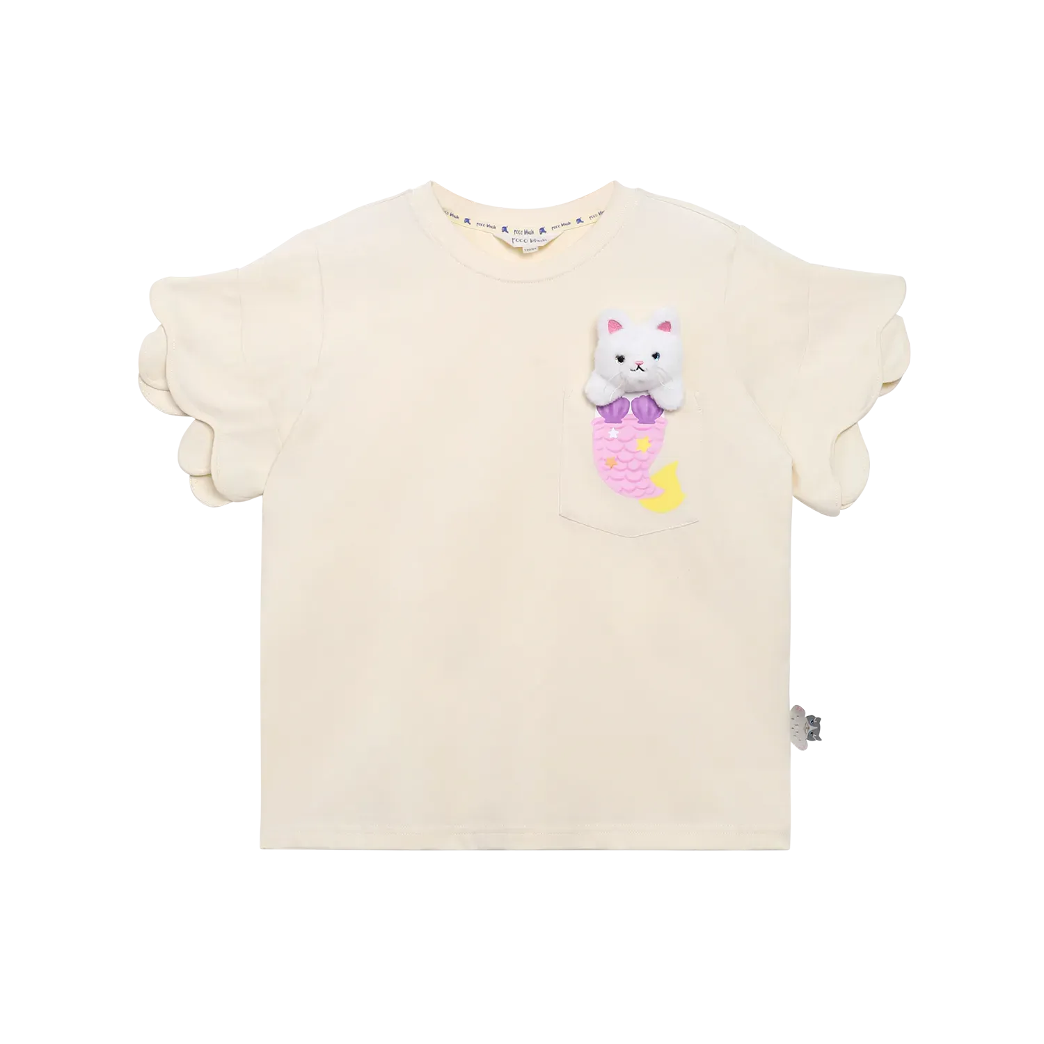 Poco Blush Mermaid Cat Plush Doll Tee Beige