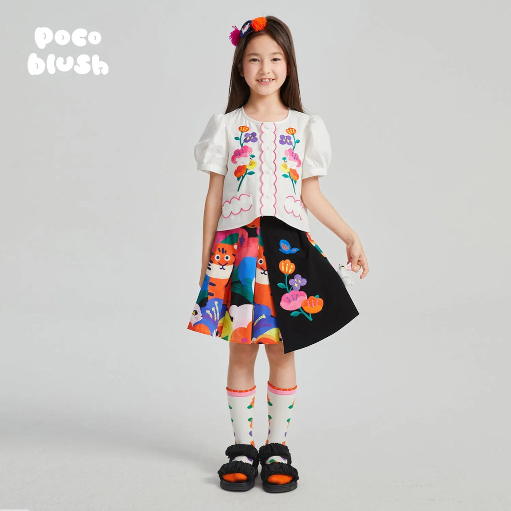 Poco Blush Rabbit Forest Pleated Skirt