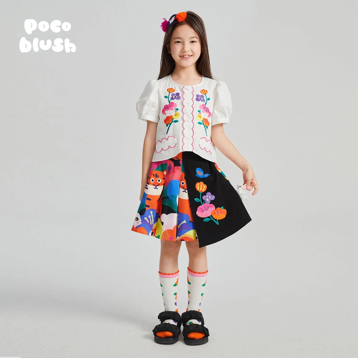 Poco Blush Rabbit Forest Pleated Skirt
