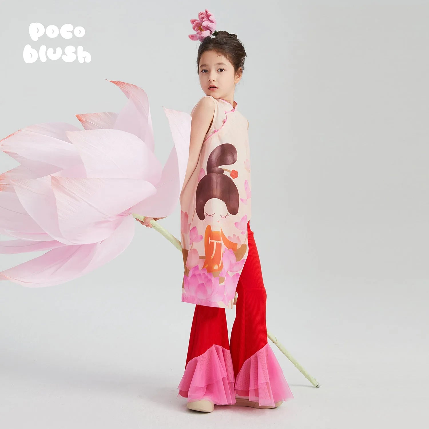Poco Blush Lotus Poem Qipao Shirt