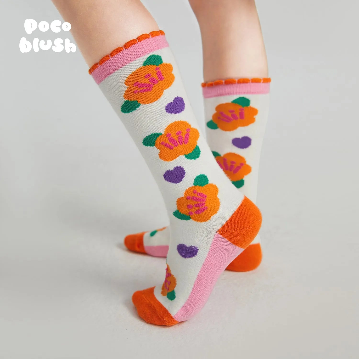 Poco Blush Camellia Jacquard Knee Socks