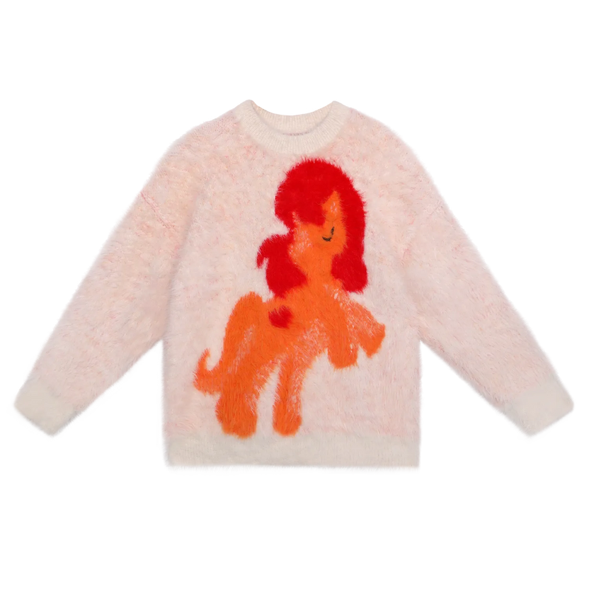 "The Year of Horse" Fluffy Jacquard Pony Sweater by Poco Blush