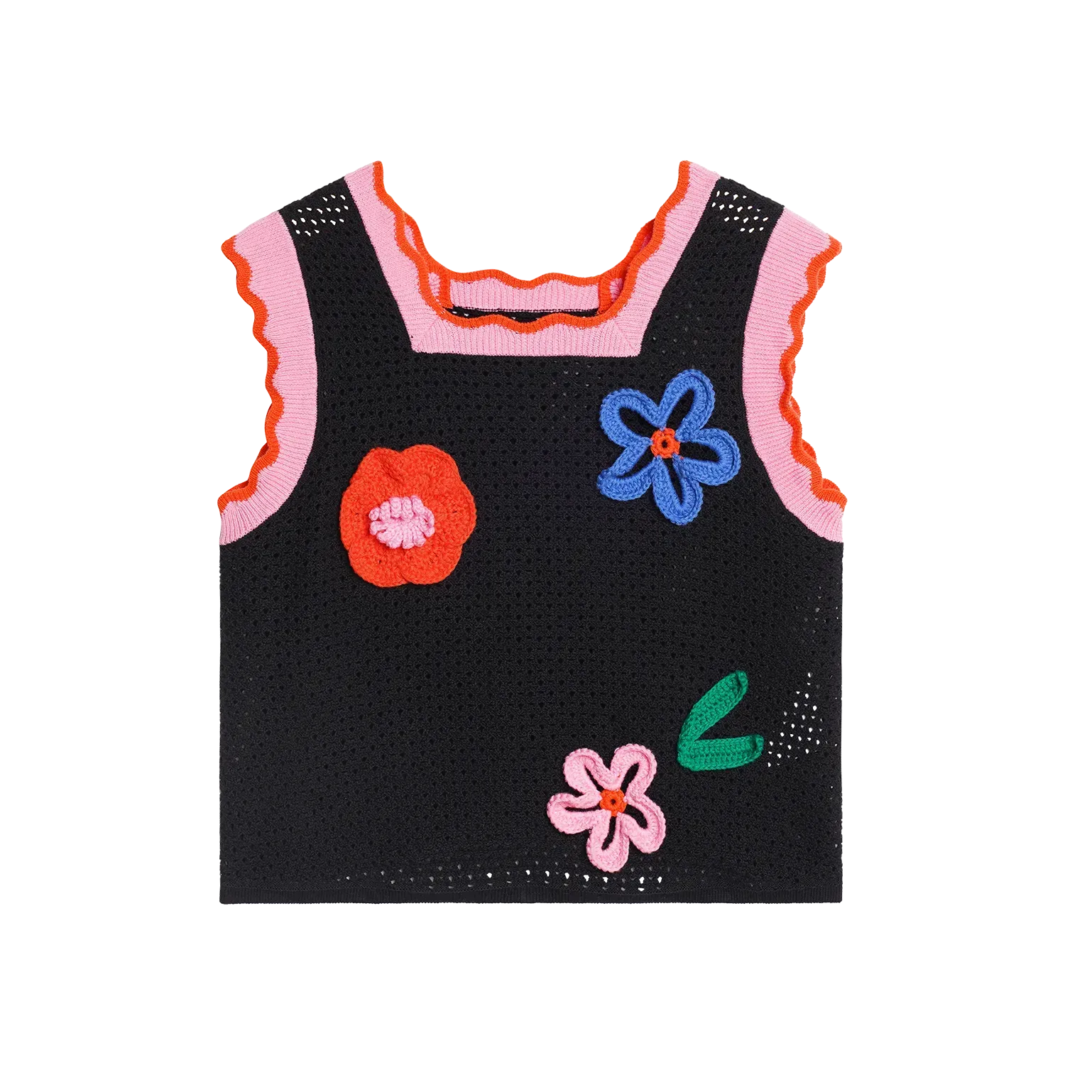 Poco Blush Camellia Blooms Lace Knit Tank