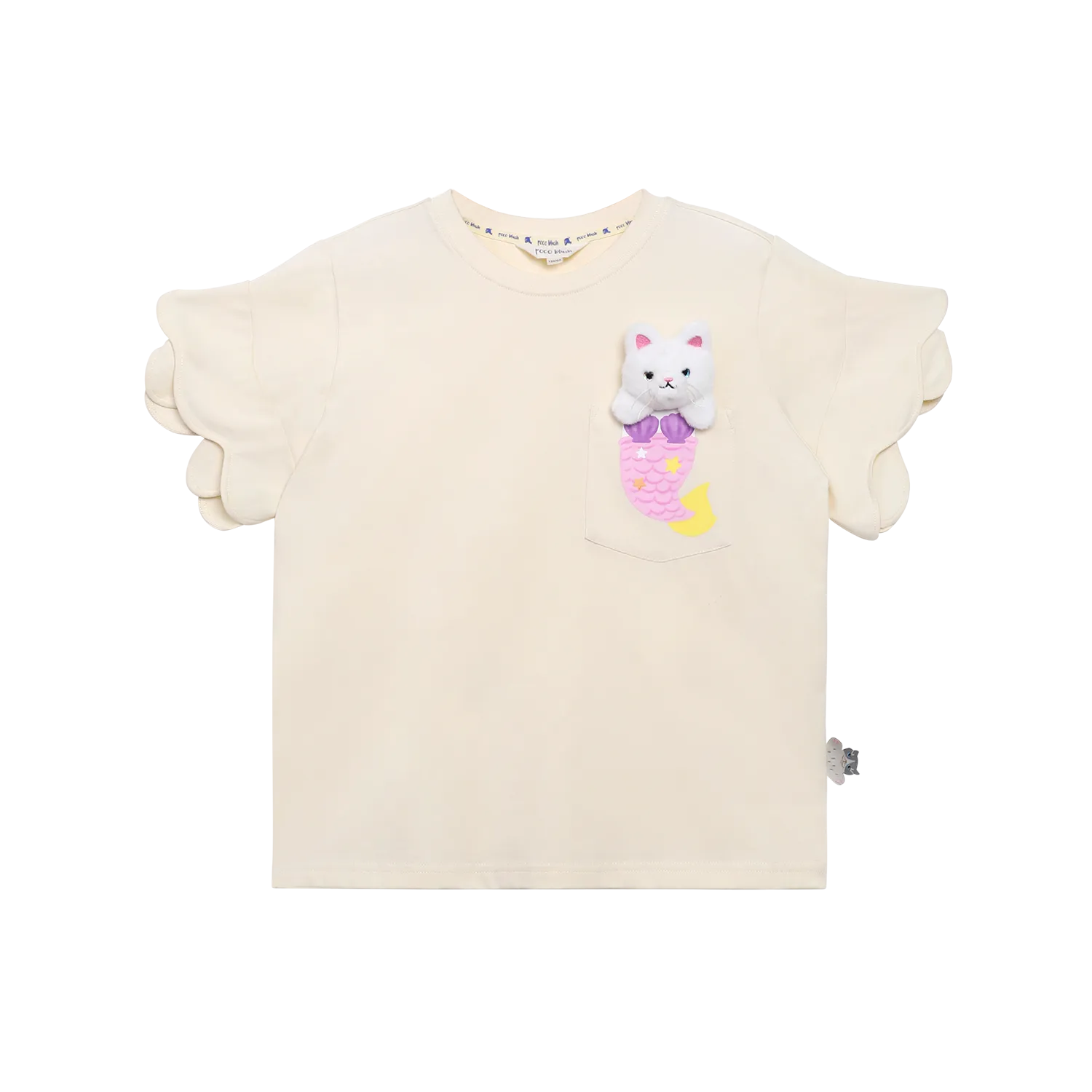 Poco Blush Mermaid Cat Plush Doll Tee Beige