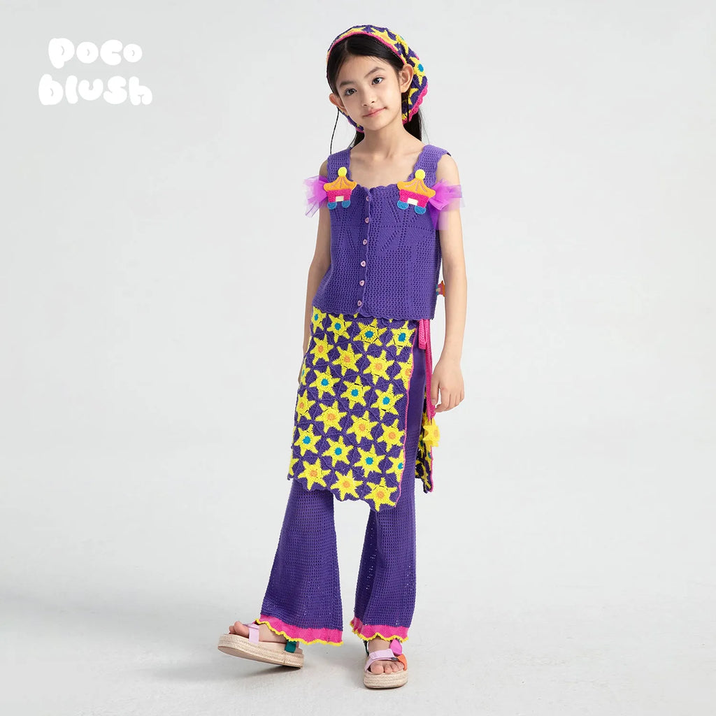 Poco Blush Pagoda Knit Flare Pants