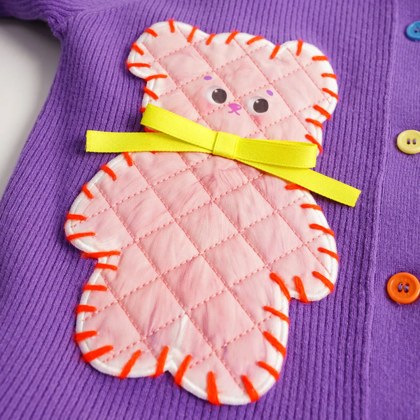 Raspberry Teddy Ruffle Cardigan by Poco Blush, image 6