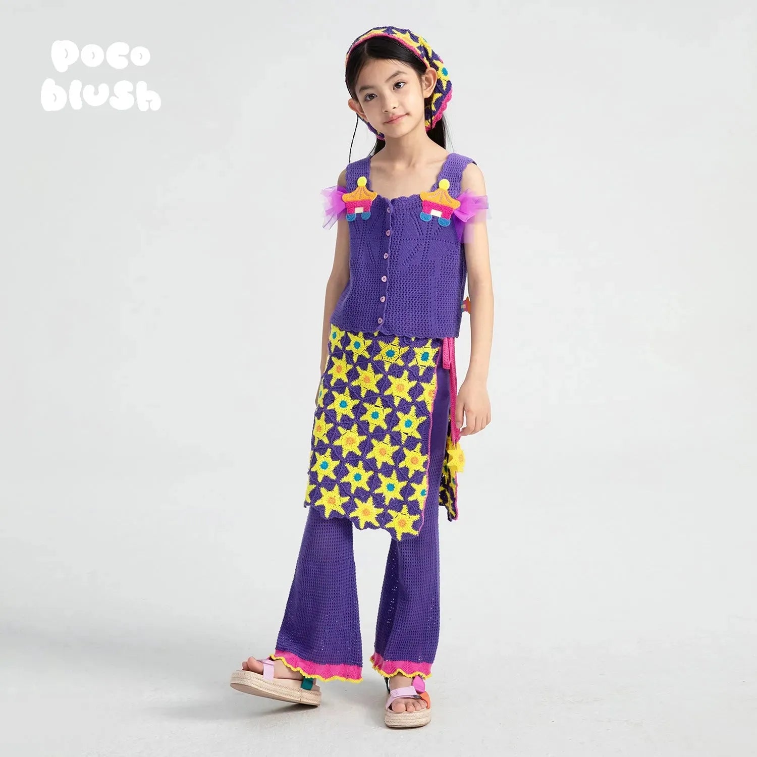 Poco Blush Pagoda Knit Flare Pants