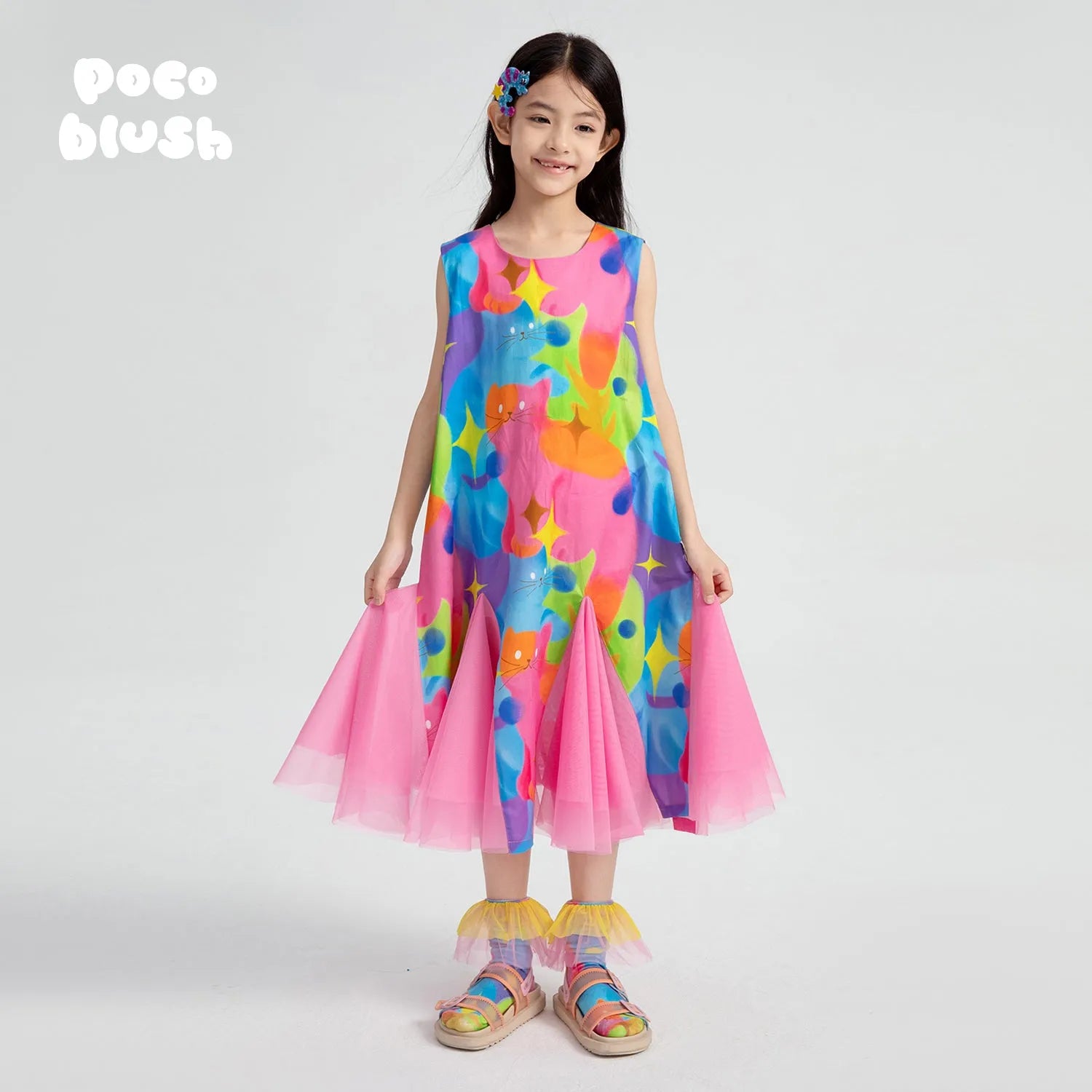 Poco Blush Starlit Cat Adventure Fishtail Dress