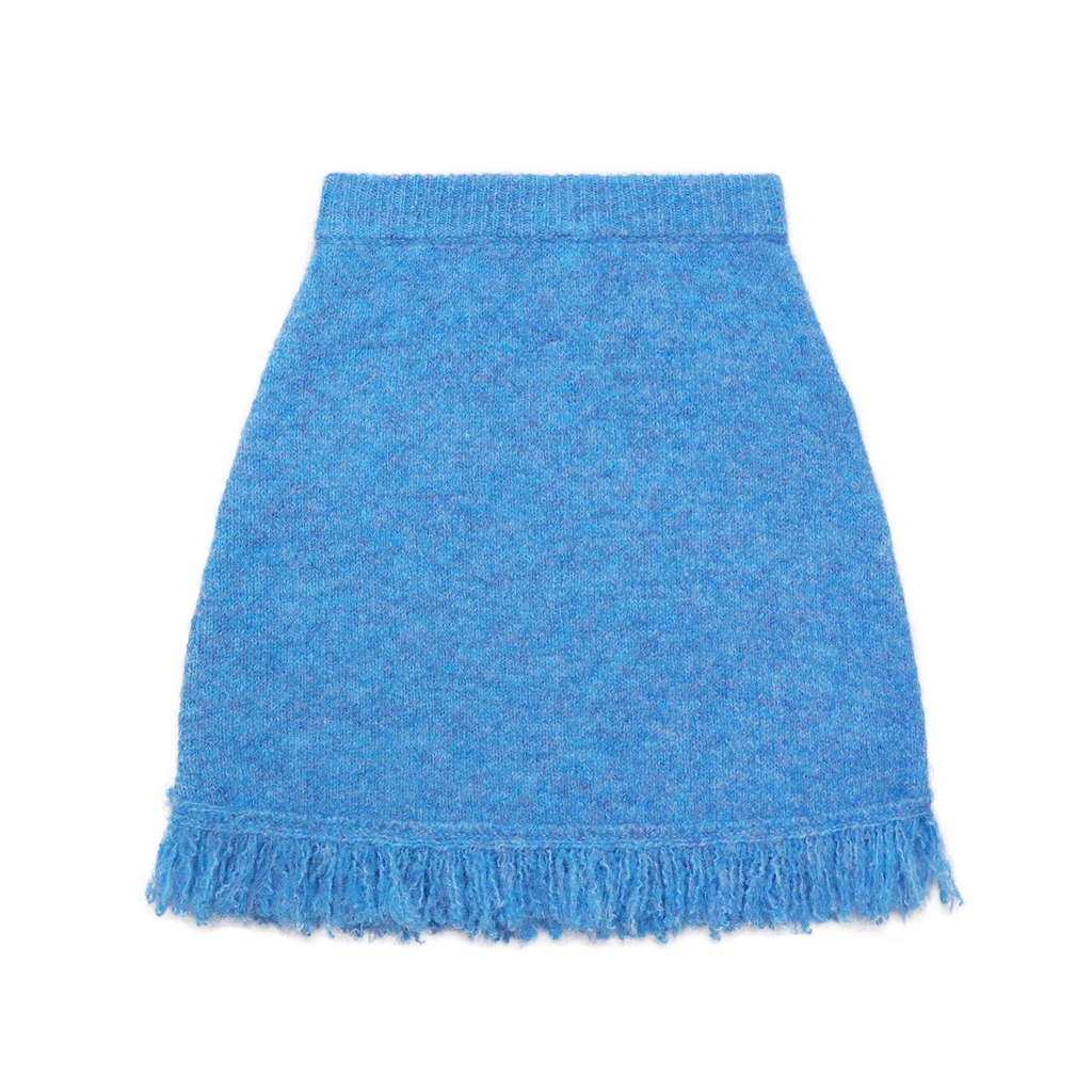Poco Blush Twisted Bread Dog Alpaca-Feel Knit Skirt Blue