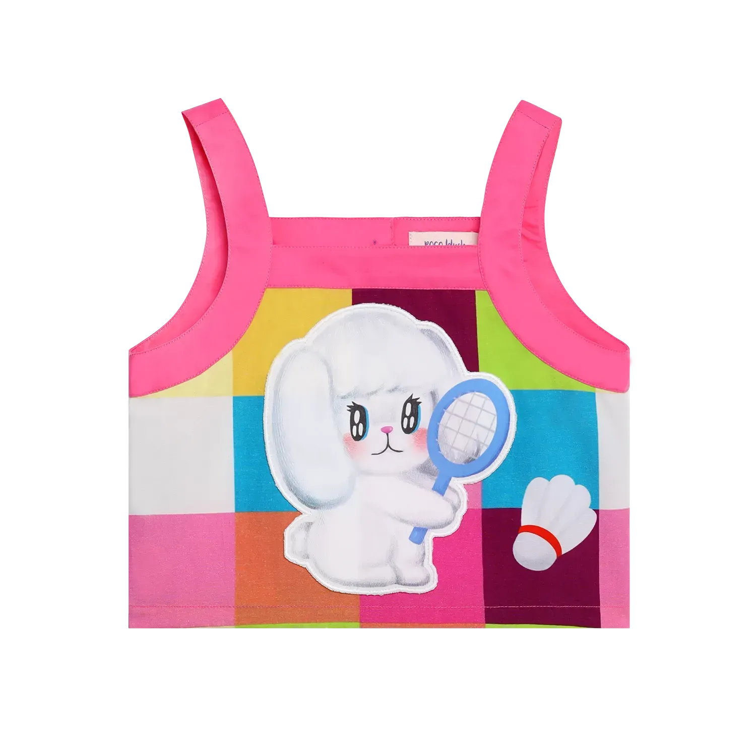 Poco Blush Rainbow Check Linen Tank Top