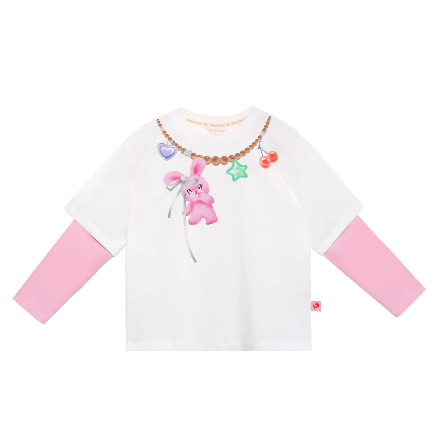 Poco Blush Bunny Swing Long-Sleeve Tee White
