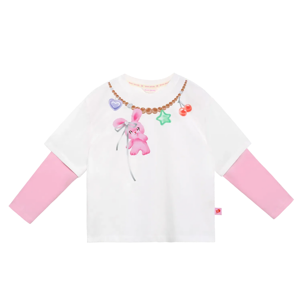 Poco Blush Bunny Swing Long-Sleeve Tee White