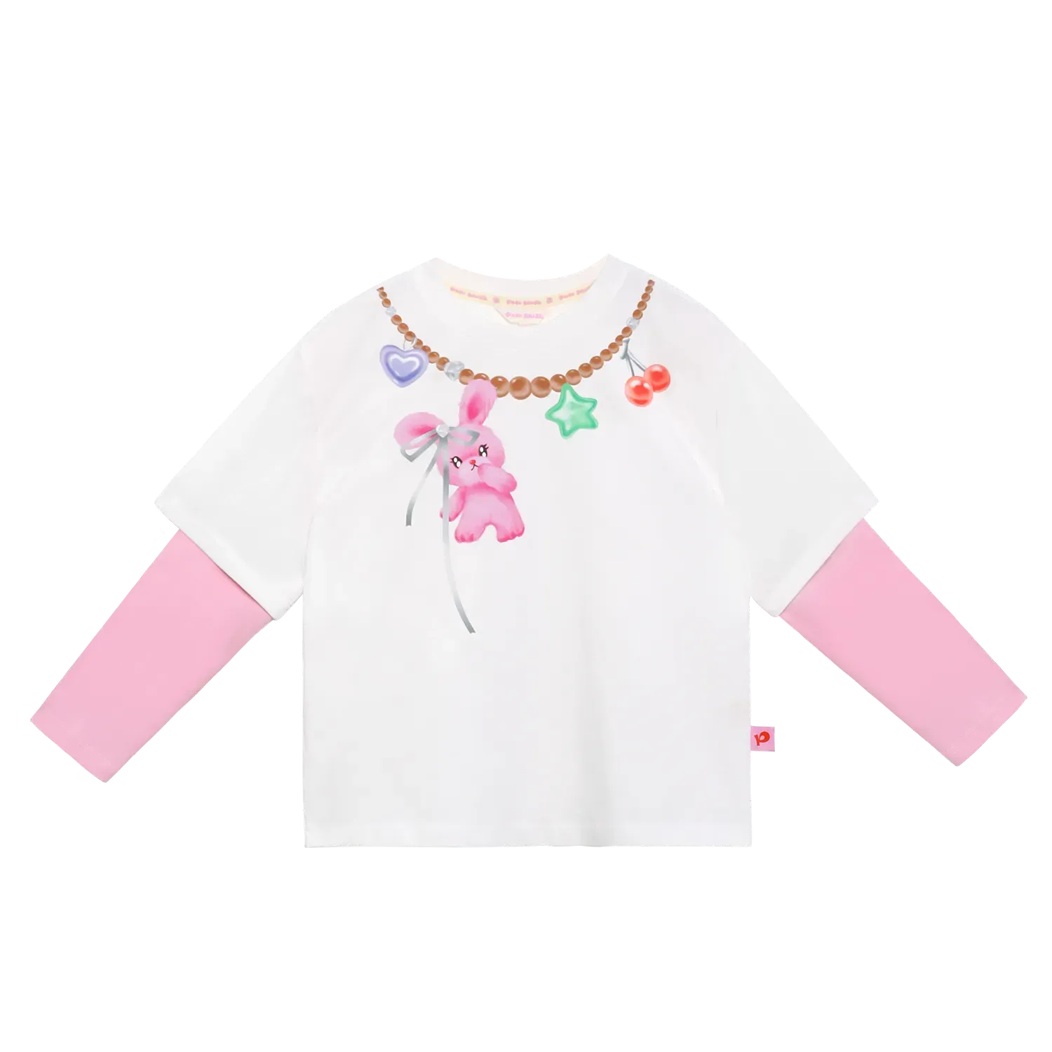 Poco Blush Bunny Swing Long-Sleeve Tee White