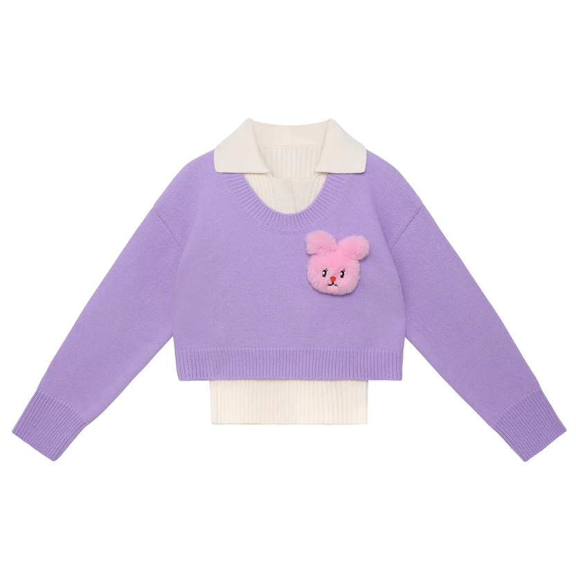 Starry Snowman & Bunny 2-in-1 Knit Sweater Set by Poco Blush
