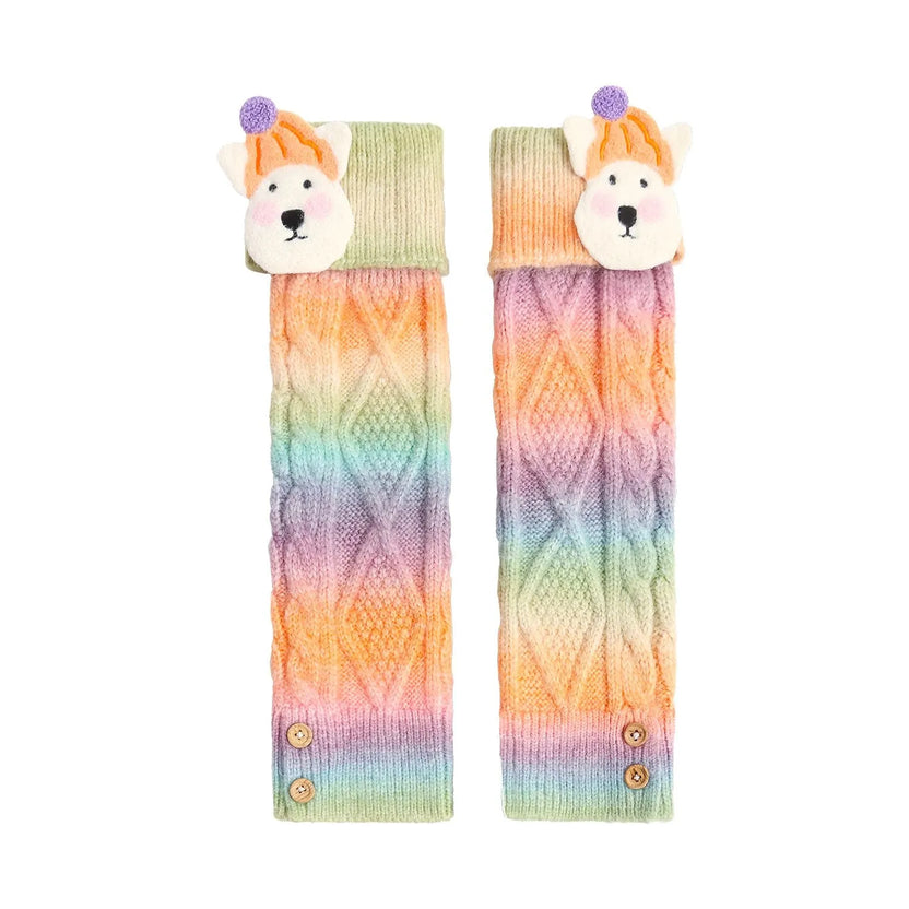 Rainbow Puppy Knit Leg Warmers by Poco Blush