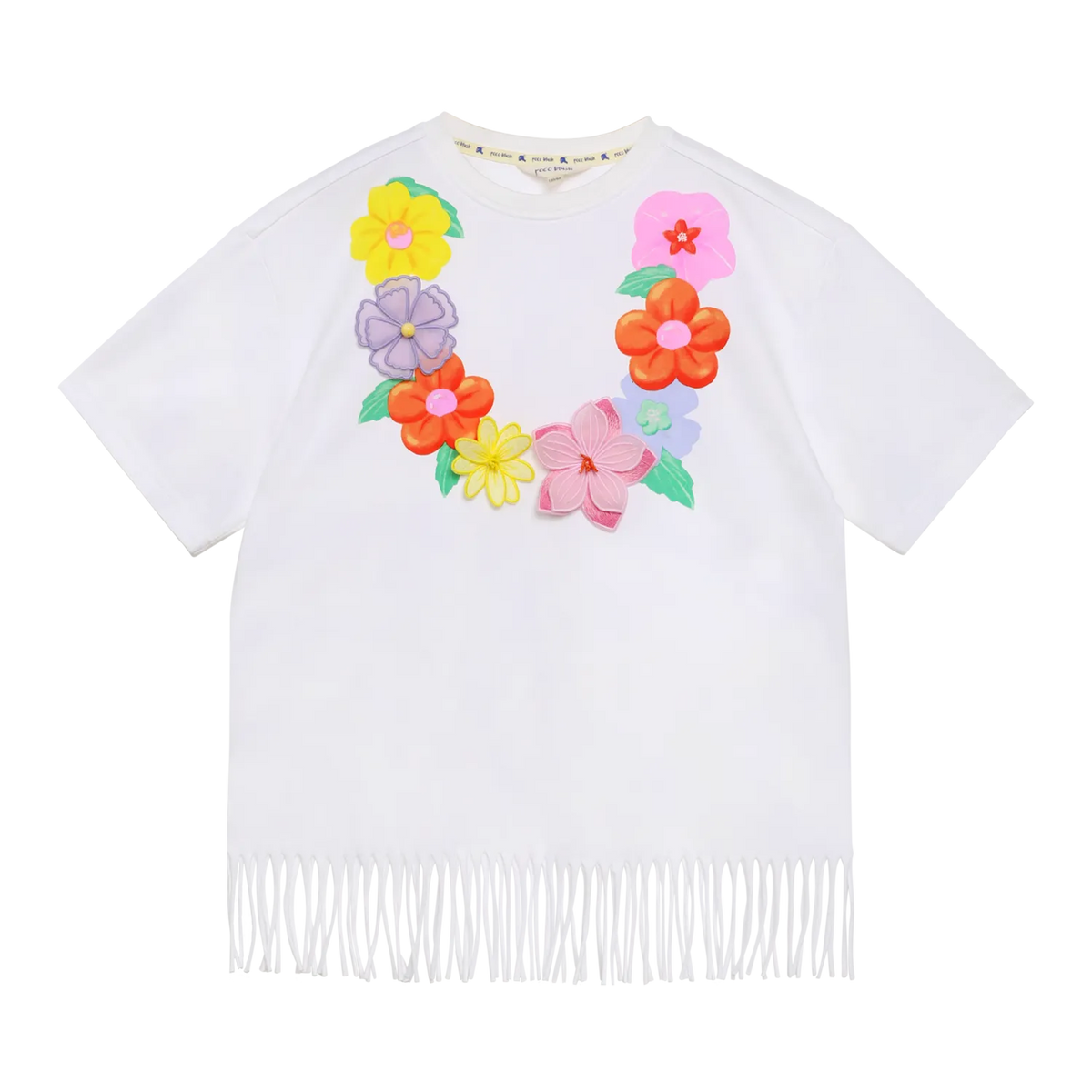 Poco Blush Mermaid Cat Tassel Embroidered Tee