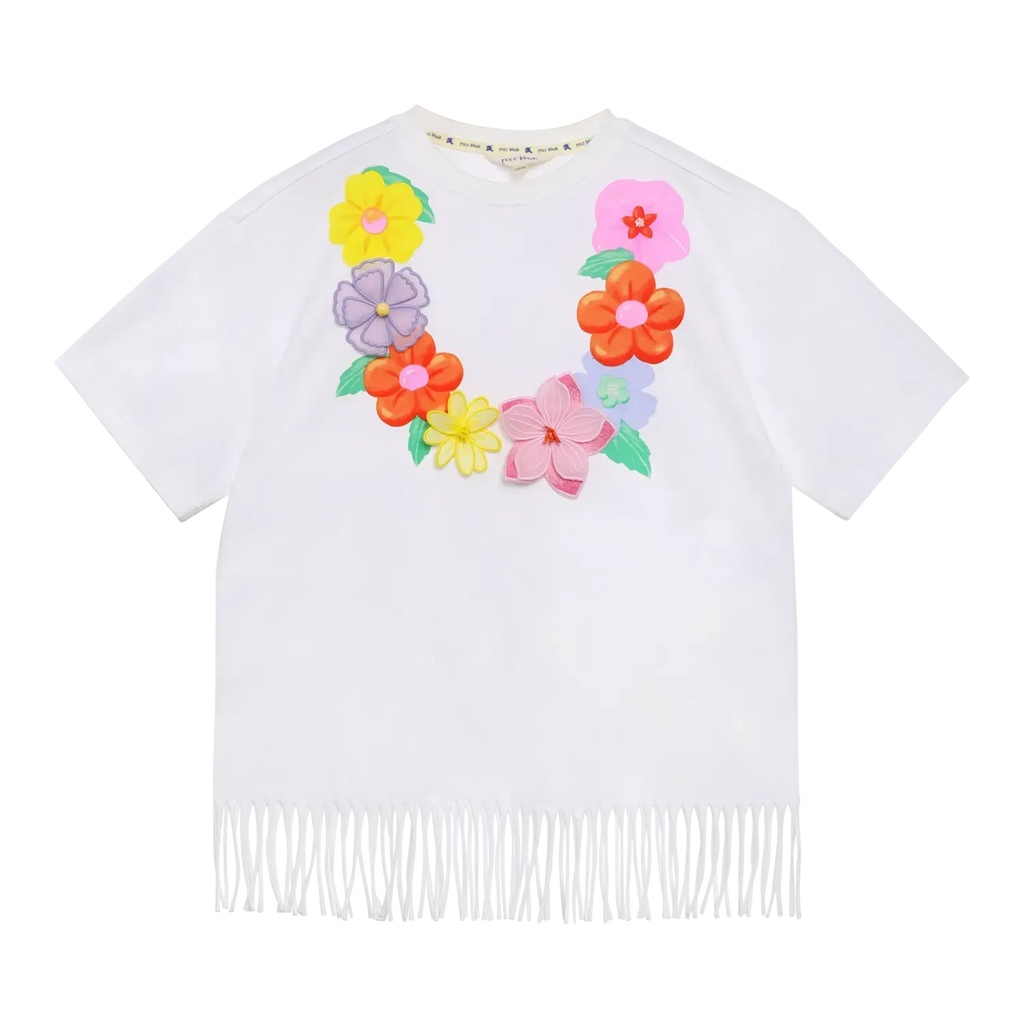 Poco Blush Mermaid Cat Tassel Embroidered Tee