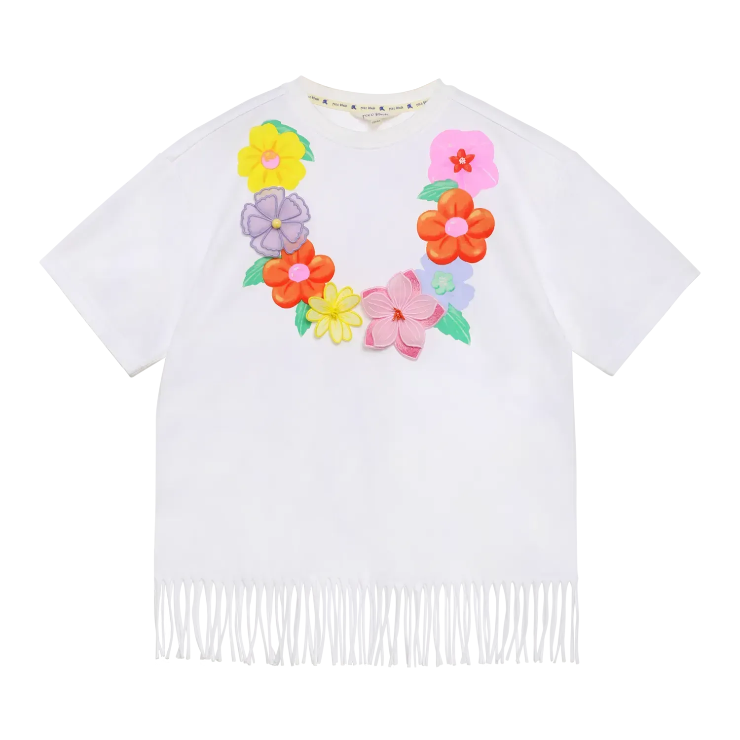 Poco Blush Mermaid Cat Tassel Embroidered Tee