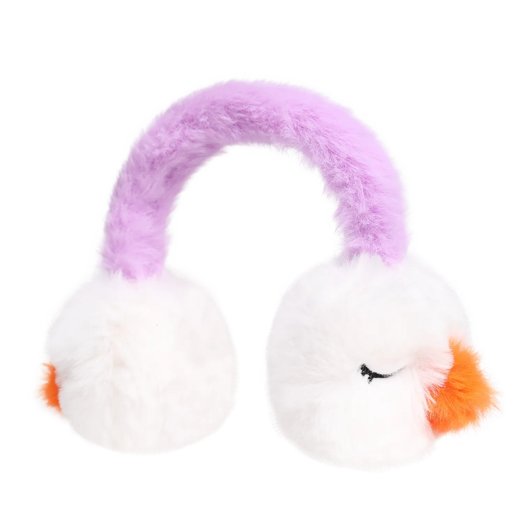 Poco Blush Bunny & Snowman Cozy Earmuffs One Size White
