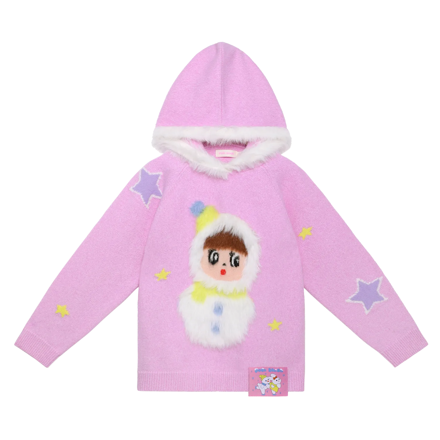 Poco Blush Snowman Wobbler Bouclé Knit Sweater