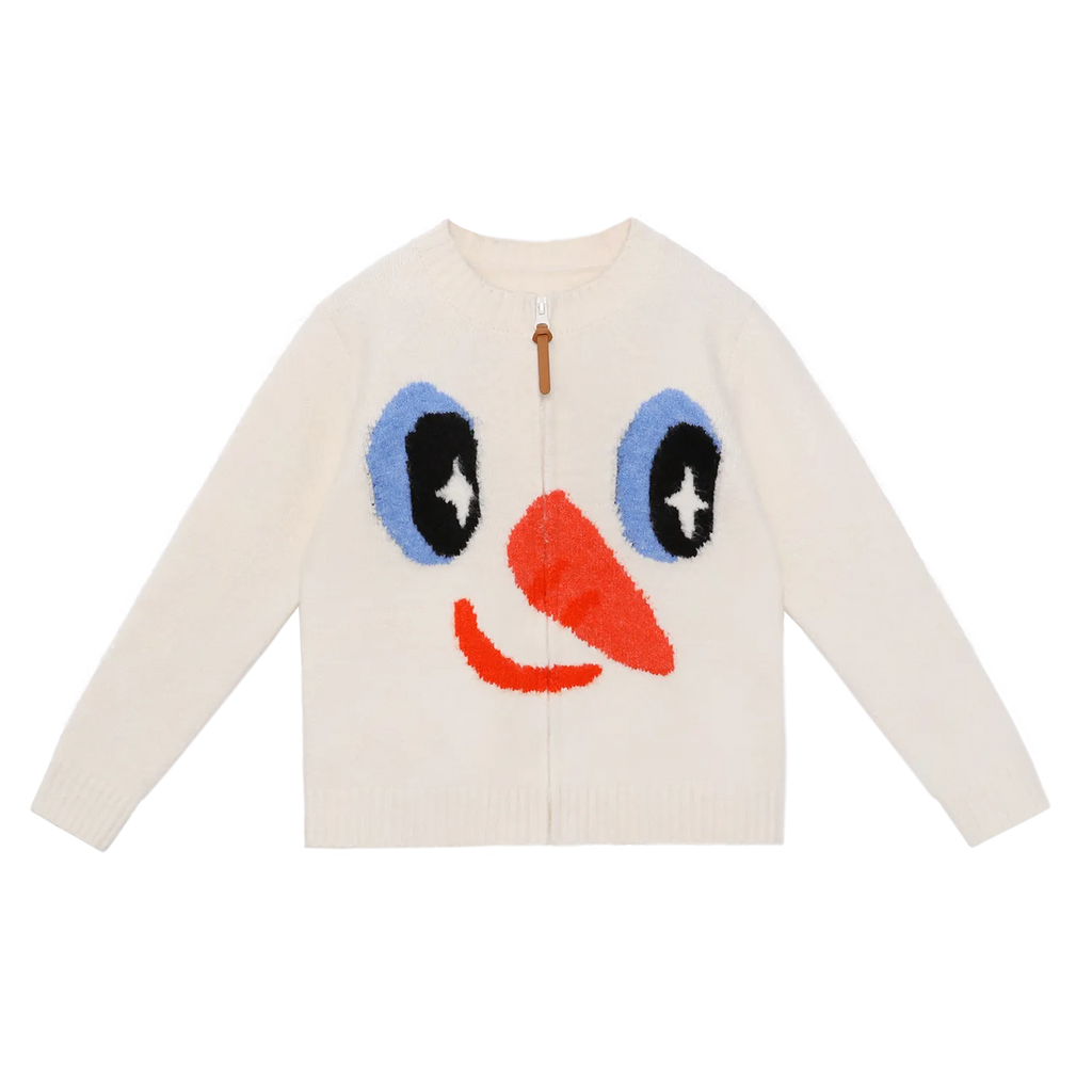 Poco Blush Close-Up Friends Jacquard Knit Sweater White