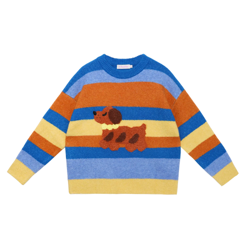 Poco Blush Baguette Dog Stripe Sweater Set with Hat