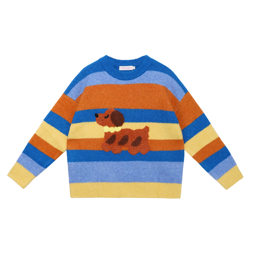 Baguette Dog Stripe Sweater Set with Hat by Poco Blush