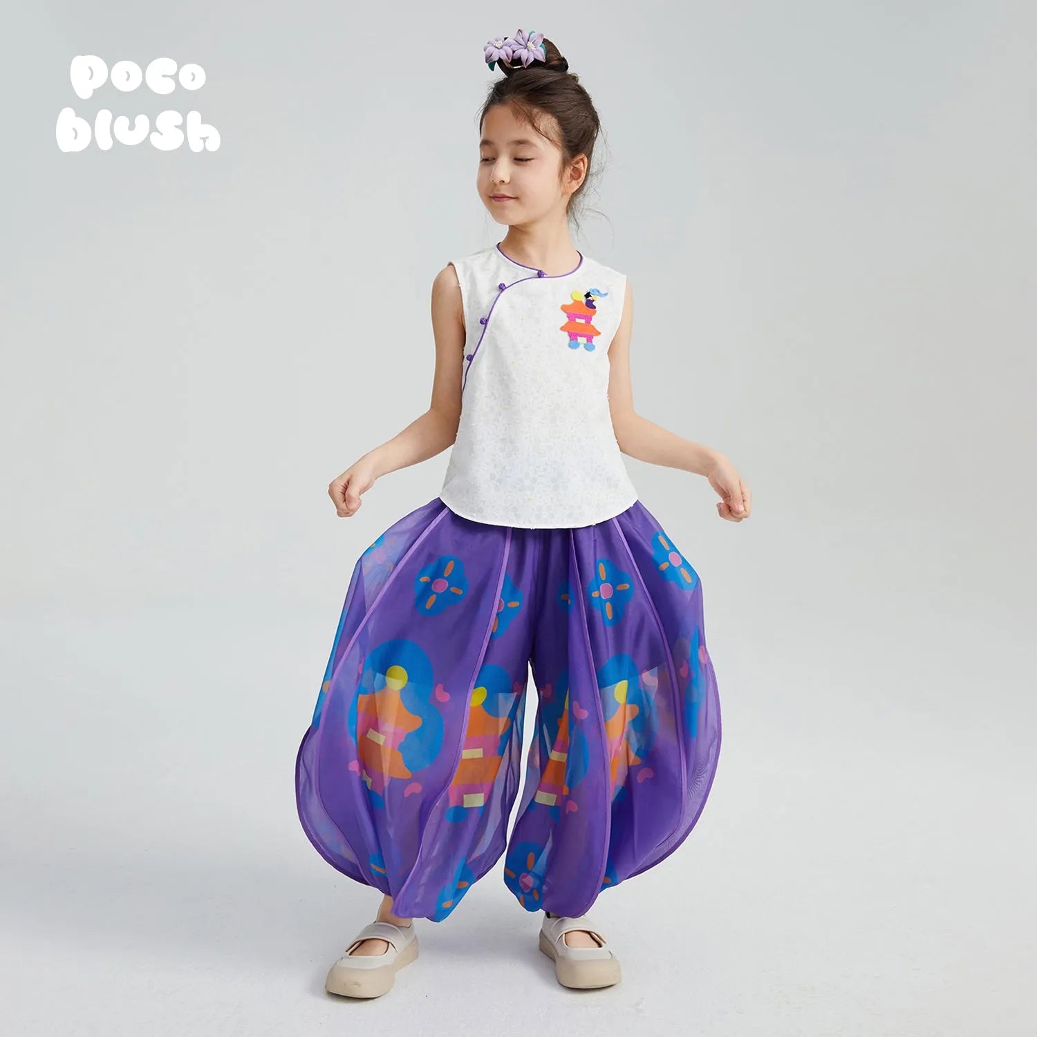 Poco Blush Moon-Lit Temple Lantern Puff Pants