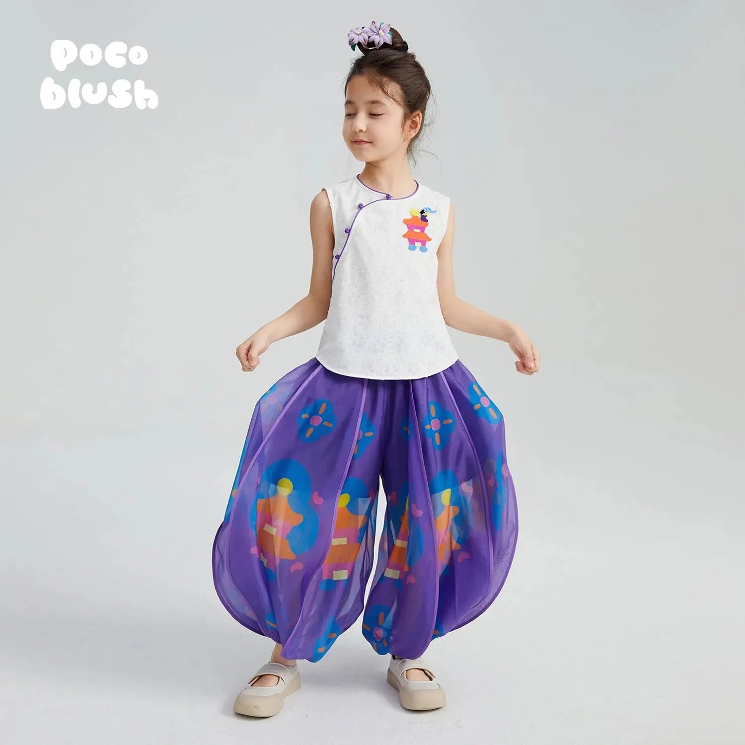 Poco Blush Moon-Lit Temple Lantern Puff Pants
