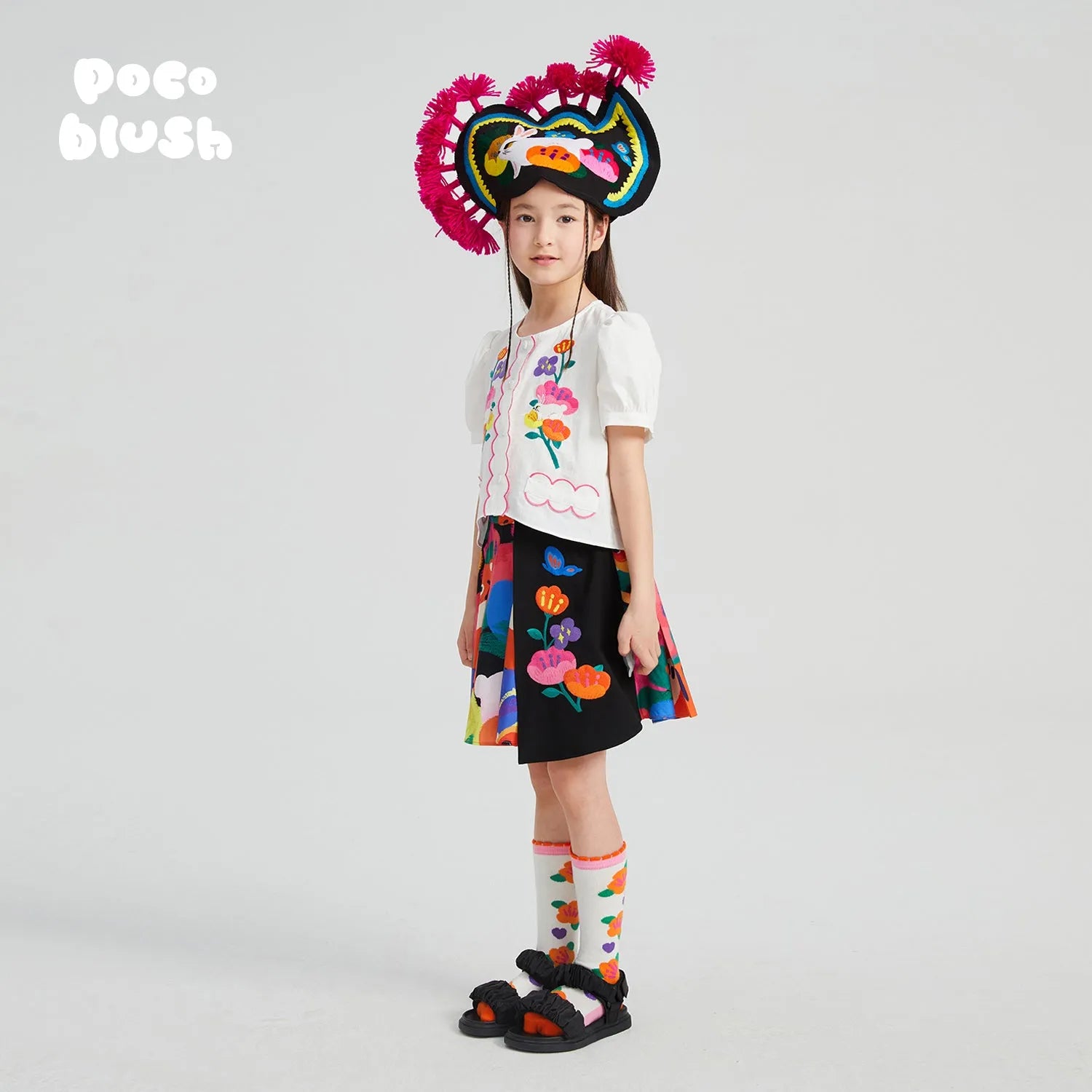 Poco Blush Camellia Jacquard Knee Socks