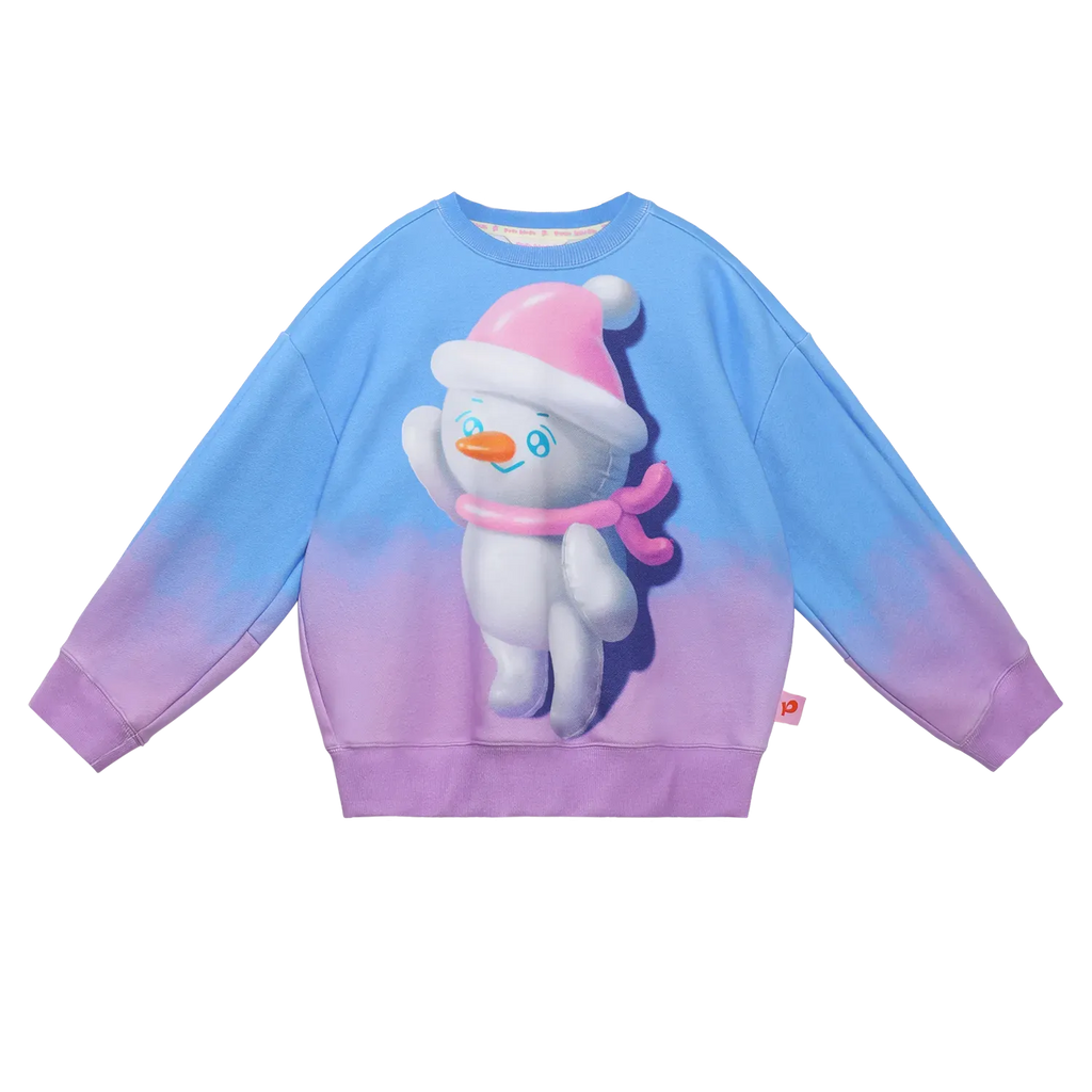 Poco Blush Bunny & Snowman Gradient Fleece Sweatshirt Blue