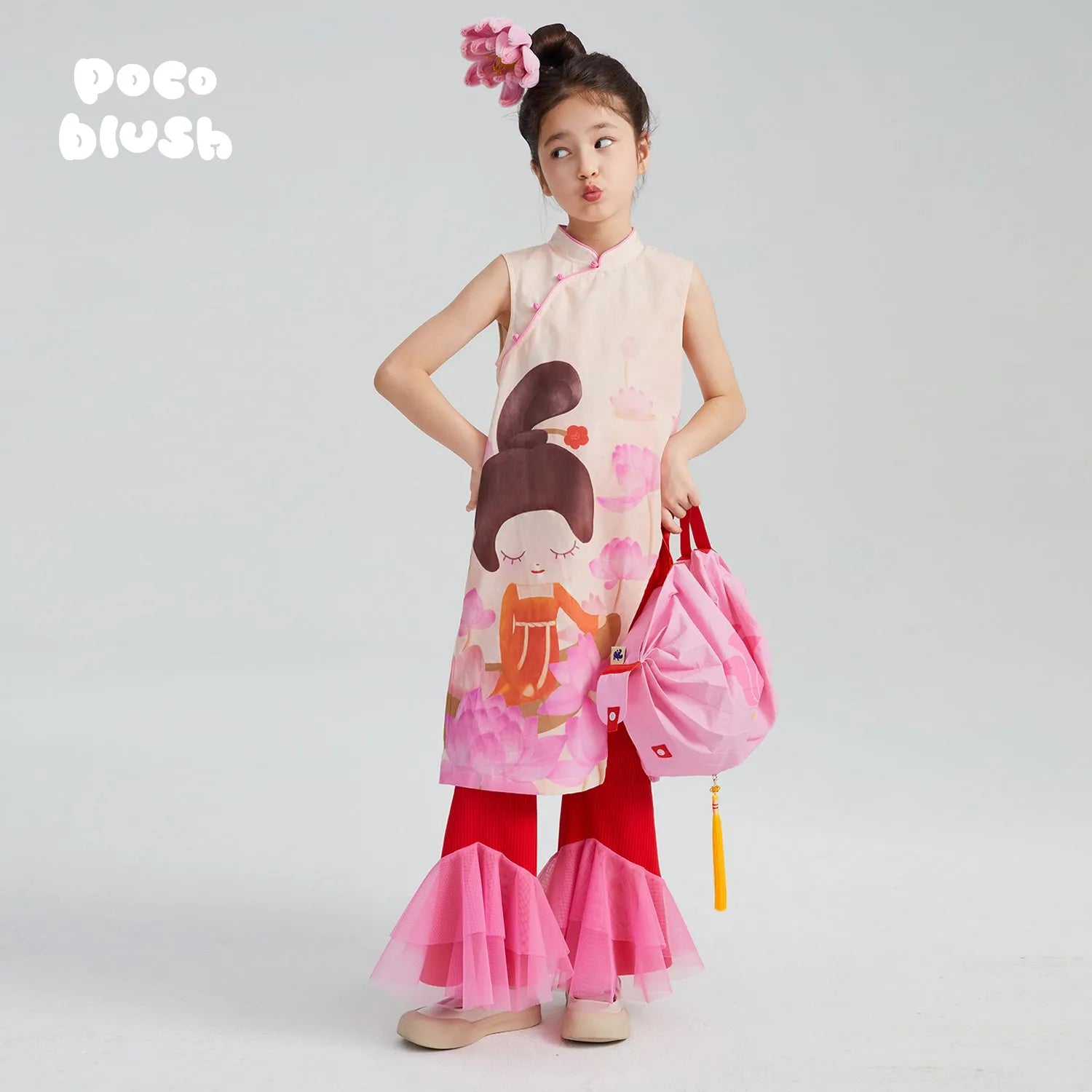 Poco Blush Lotus Poem Qipao Shirt