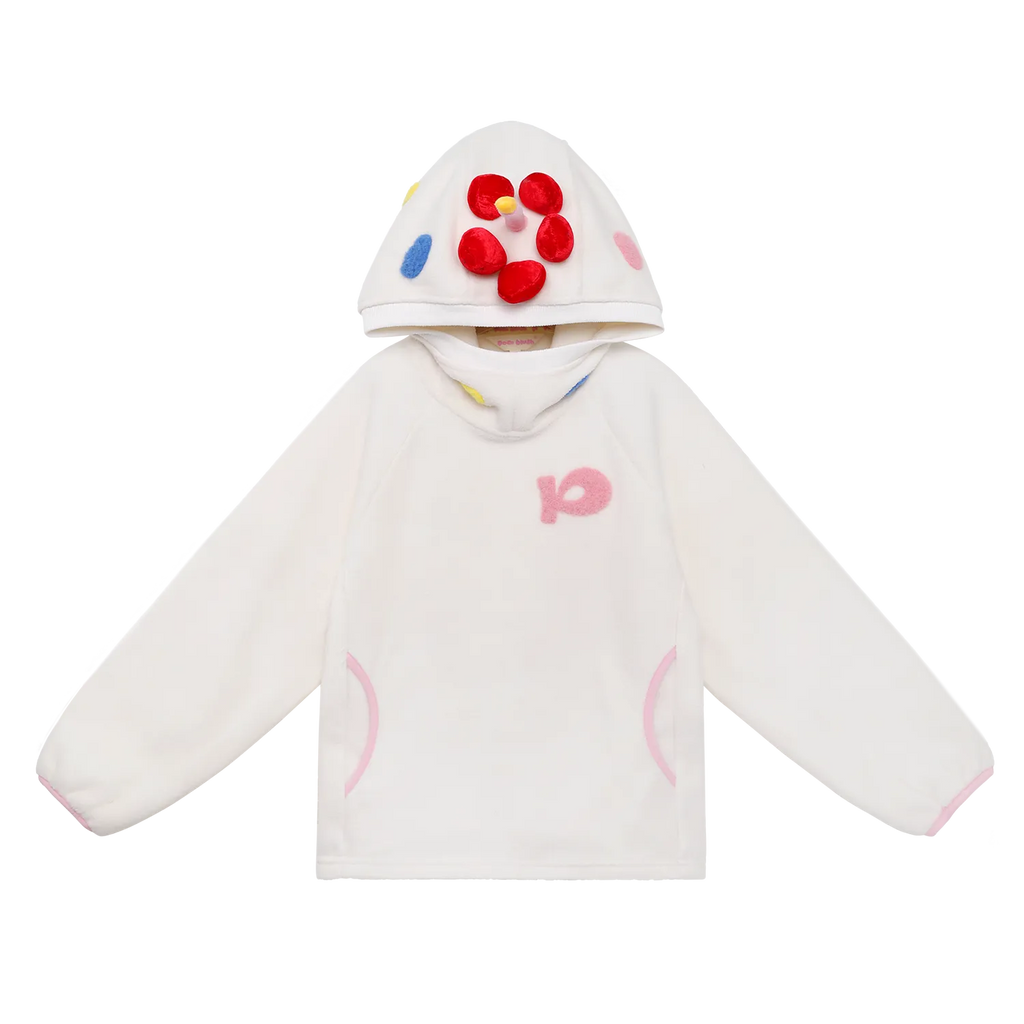 Poco Blush Strawberry & Cherry Cake Fleece Hoodie White