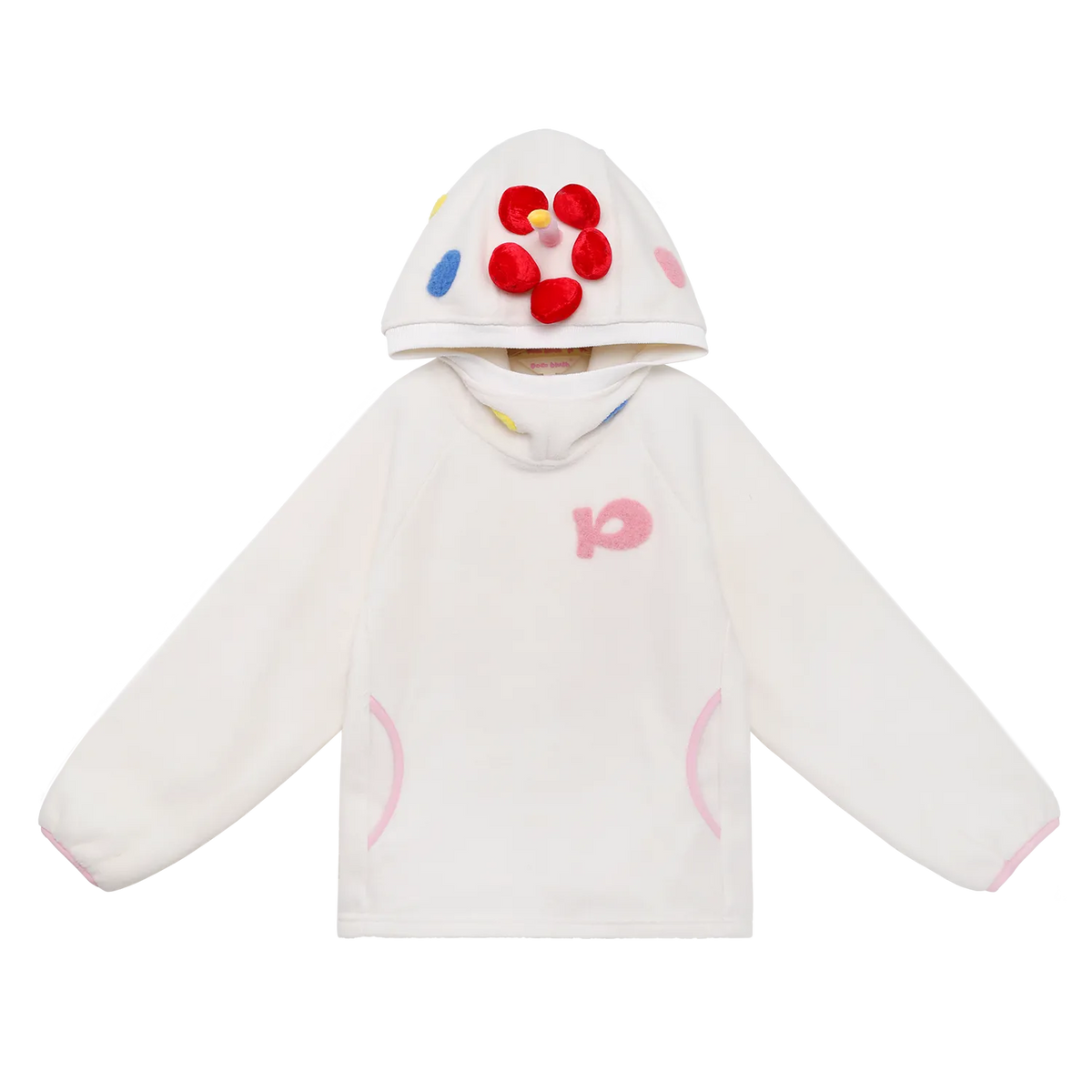 Poco Blush Strawberry & Cherry Cake Fleece Hoodie White