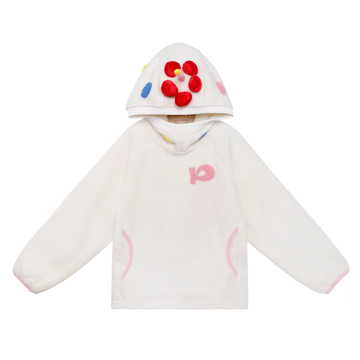 Poco Blush Strawberry & Cherry Cake Fleece Hoodie White