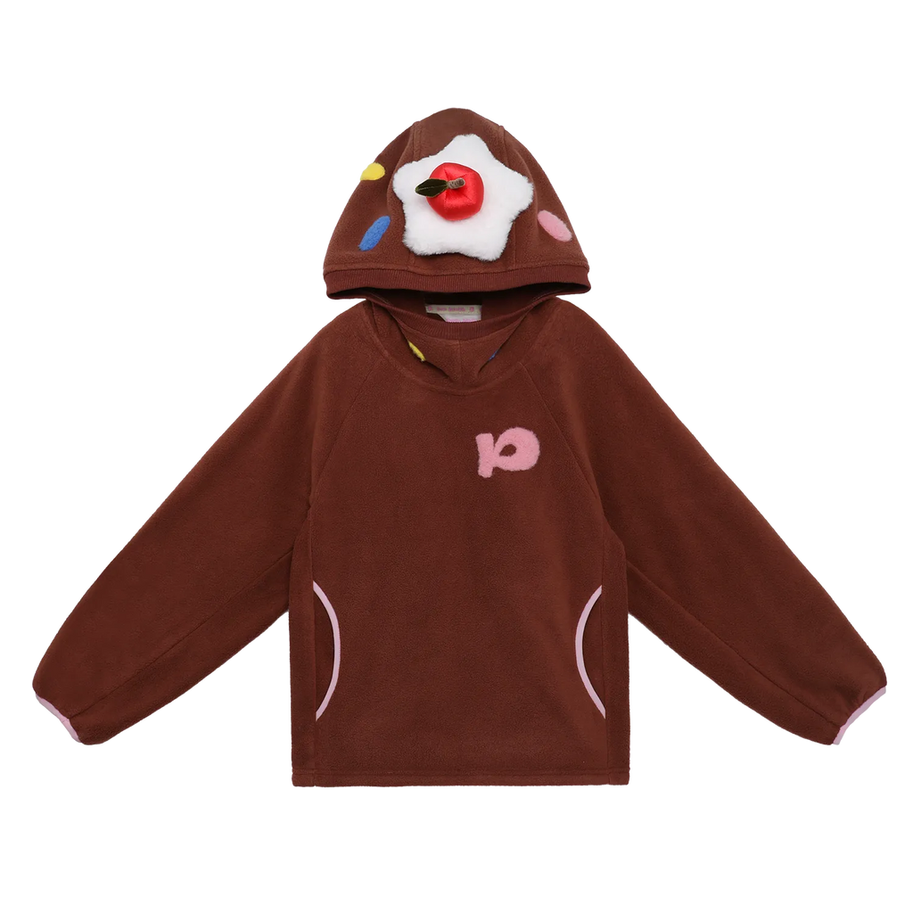 Poco Blush Strawberry & Cherry Cake Fleece Hoodie Brown