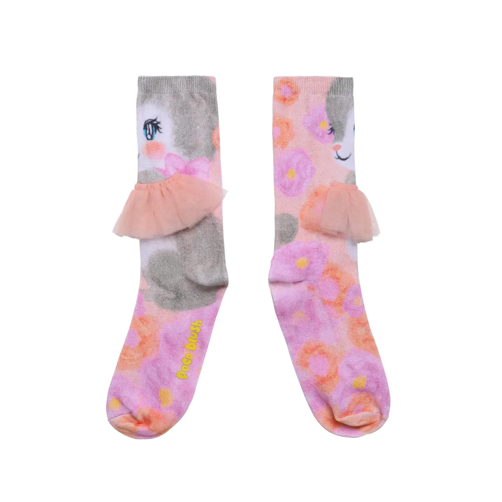 Poco Blush Bunny Garden Mesh Knee Socks