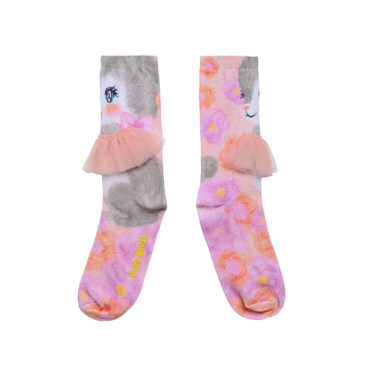Poco Blush Bunny Garden Mesh Knee Socks