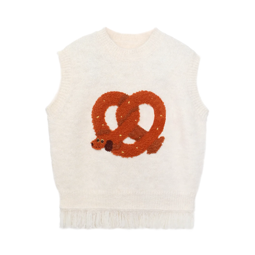 Twisted Bread Dog Alpaca-Feel Knit Vest by Poco Blush, image 2