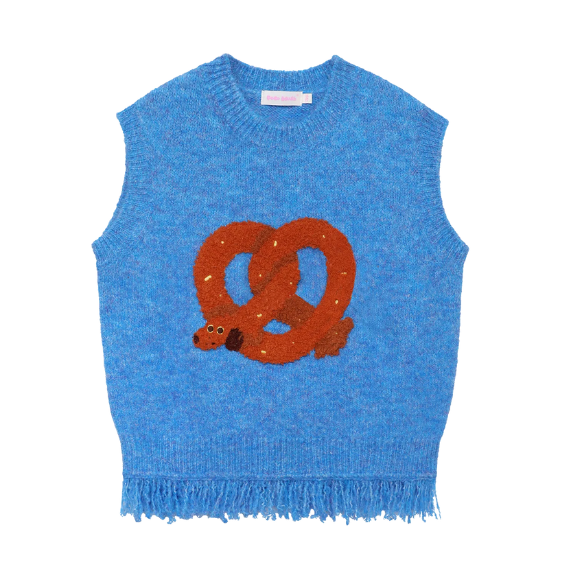 Twisted Bread Dog Alpaca-Feel Knit Vest by Poco Blush