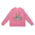 Poco Blush Hello Bunny & Snowman Cable Knit Sweater Pink