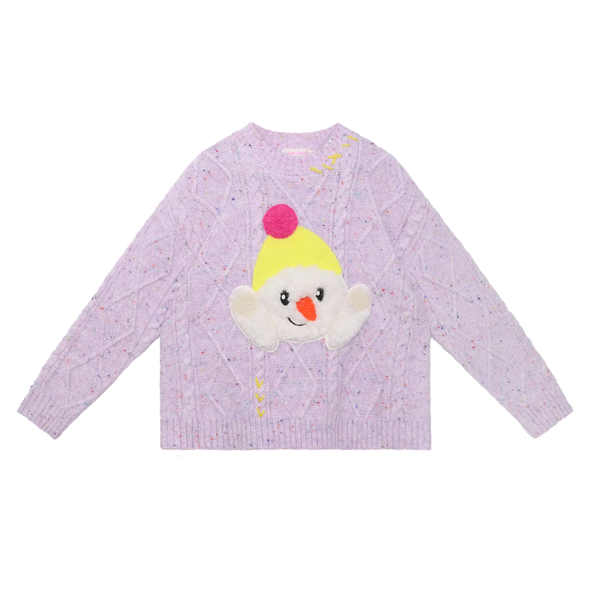 Hello Bunny & Snowman Cable Knit Sweater by Poco Blush, image 3