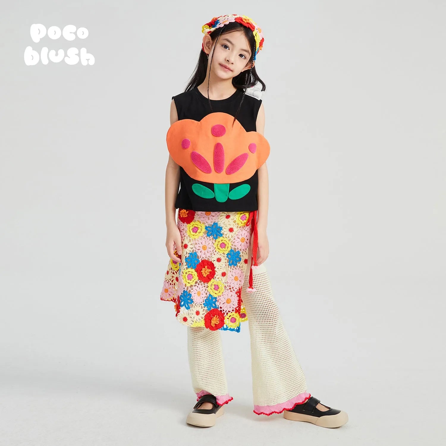 Poco Blush Hand-Crochet Camellia Wrap Skirt