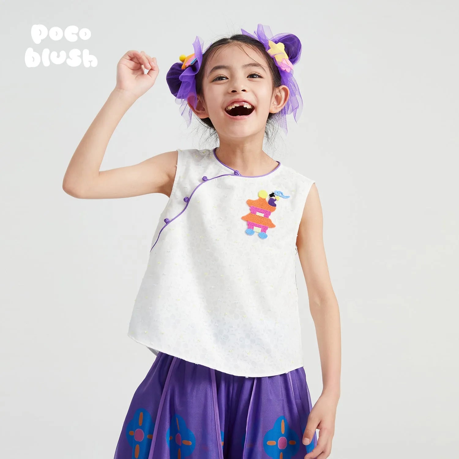 Poco Blush Chinese Style Moon-lit Temple Jacquard Top