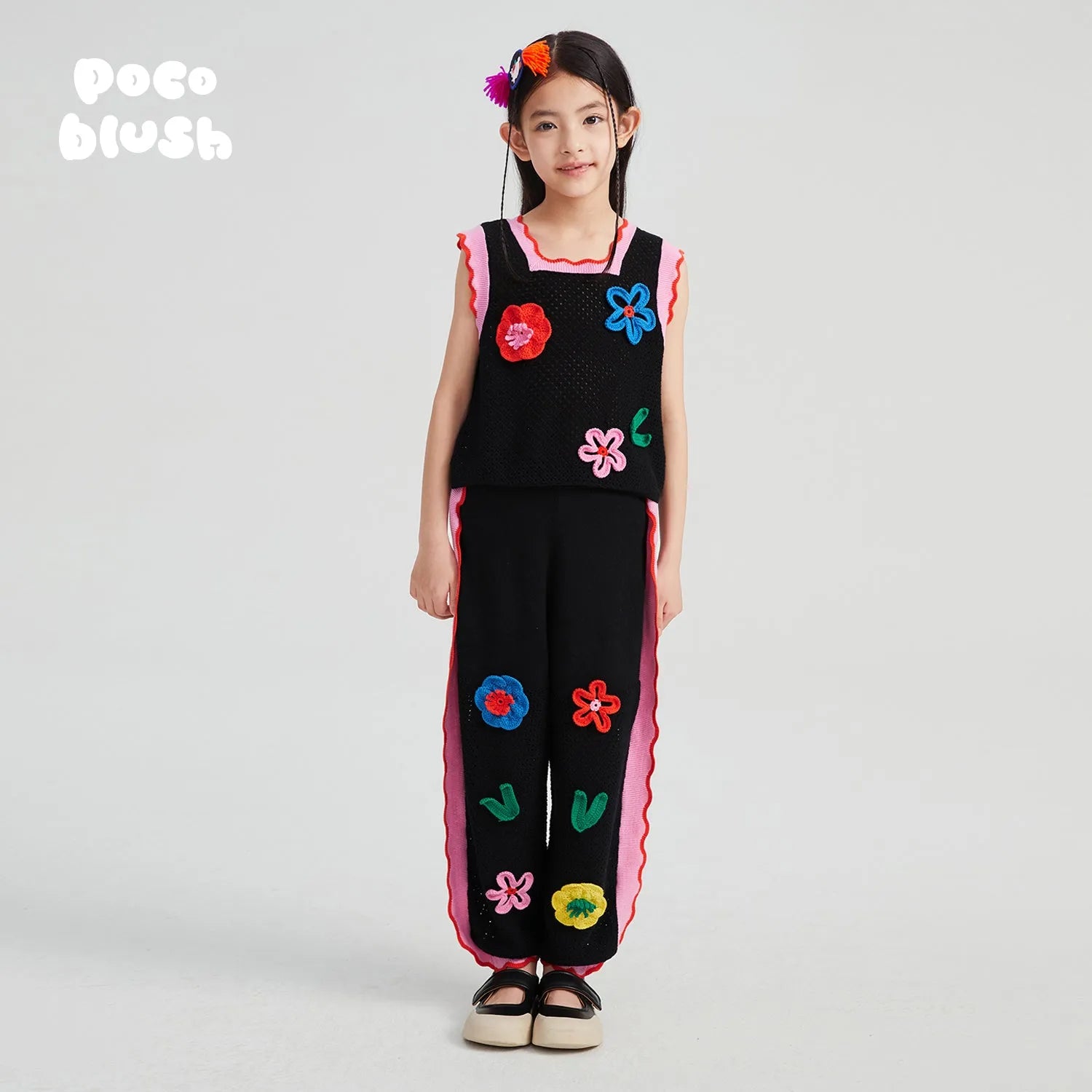 Poco Blush Camellia Blooms Lace Knit Tank