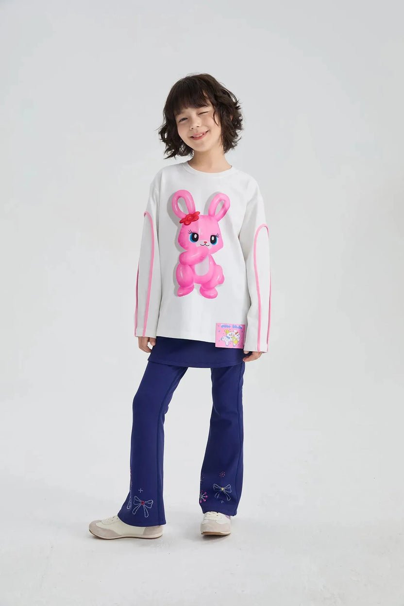 Bunny & Snowman Balloon Long-Sleeve Tee by Poco Blush, image 3