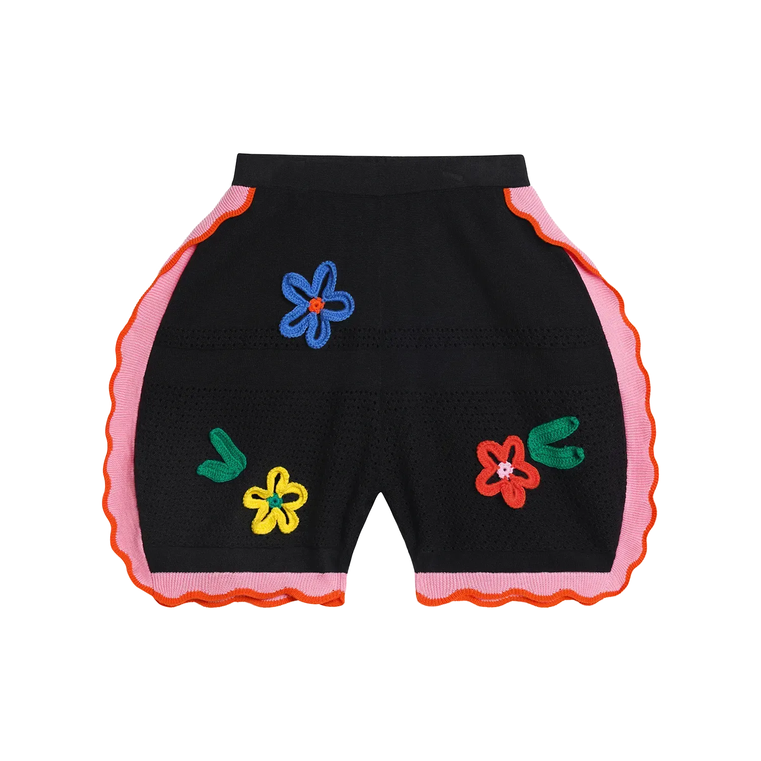 Poco Blush Camellia Blooms Lace Knit Shorts