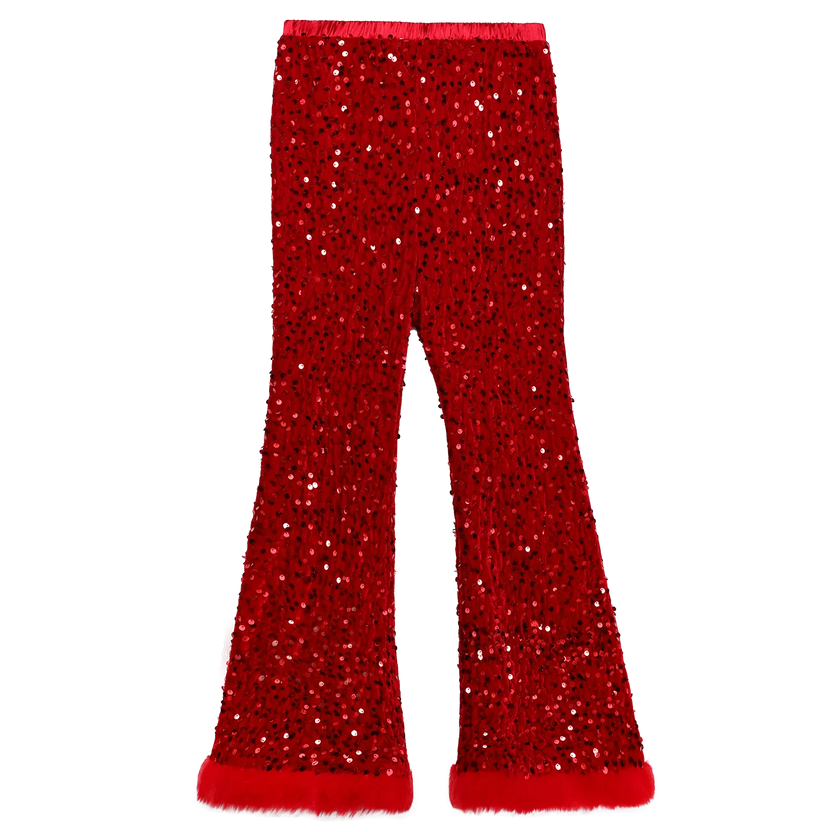 Sequin Velvet Flare Trousers with Plush Hem by Poco Blush, image 2