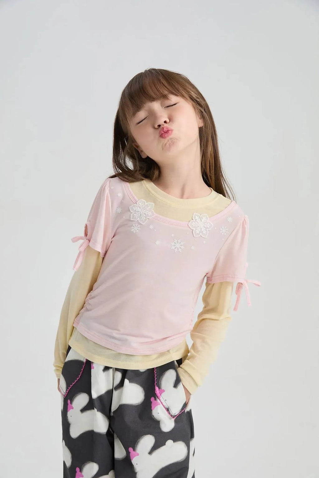 Poco Blush Snowflake Wool-Blend Layered Tee