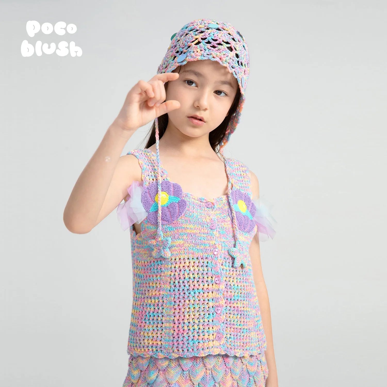 Poco Blush Mermaid Shell Sparkle Beanie